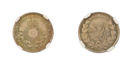 Mombasa 1890H, 2 Annas. Graded MS 65 by NGC. 