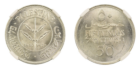 Palestine 1940, 50 Mils . Graded MS 64 by NGC. 