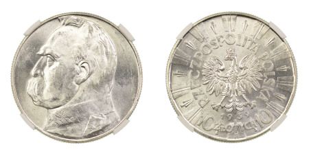 Poland 1939, 10 Zlotych. Graded MS 62 by NGC. 