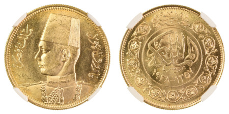 Egypt AH1357//1938, 100 Piastres. Royal Wedding. Graded MS 63 by NGC. 