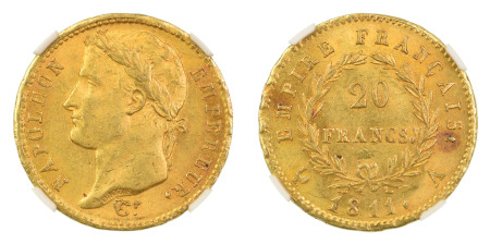 France 1811A, 20 Francs. Graded MS 63 by NGC. 