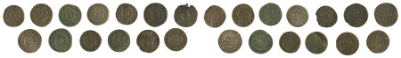 Denmark, 13 coin lot of 2 Skillings of various dates from 1648 to 1677