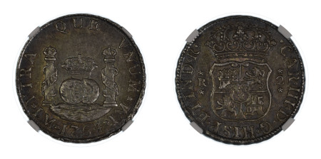 Peru 1764LM JM, 2 Reales. Graded MS 61 by NGC - the highest graded.