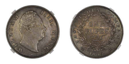 India, British 1835.(C), Rupee. Graded MS 64 by NGC - Only one coin graded higher.
