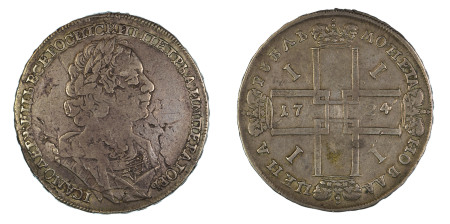 Russia  1724, Rouble , in Fine condition