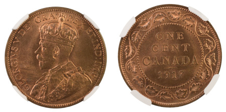 Canada 1917, 1 Cent. Graded MS 65 Red Brown by NGC. 