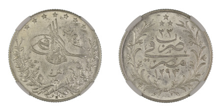 Egypt AH1293//33 H, 5 Qirsh. Graded MS 62 by NGC - the highest graded.