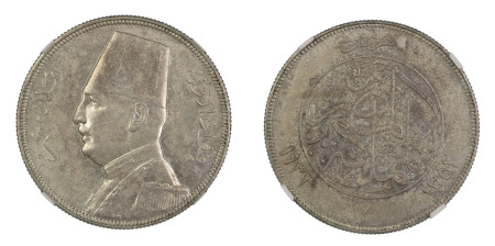 Egypt AH1352//1933, 10 Piastres . Graded MS 62 by NGC 