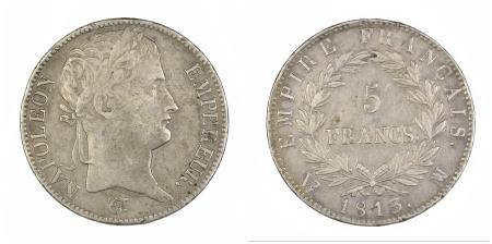 France 1813 MA, 5 Francs, in Very Fine condition