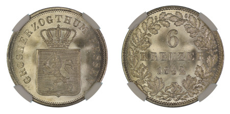 Germany, Hesse-Darmstadt 1852, 6 Kroner. Graded MS 66 by NGC. - the highest graded.