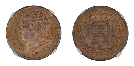 France C.1821 ESSAI, 5 Centimes. Graded MS 63 Red Brown by NGC - the highest graded.