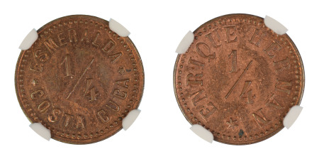 Guatemala (UNDATED), Token.  San Marcos Enrique Herman. Graded MS 63 Red Brown by NGC. - the highest graded.