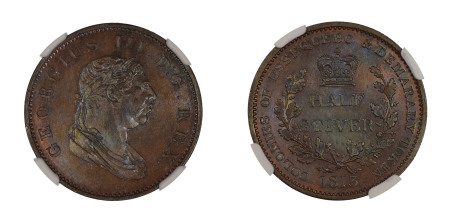Essequibo & Demerary 1813, 1/2S. Graded MS 64 Brown by NGC - No coin graded higher.