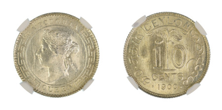 Ceylon 1900, 10 Cents. Graded MS 67 by NGC - the highest graded.