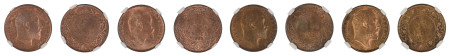 India, British 1904(C), 1905(C), 1907(C) and 1910(C),  1/12 Anna (KM 497) graded MS 65 Brown and Red Brown