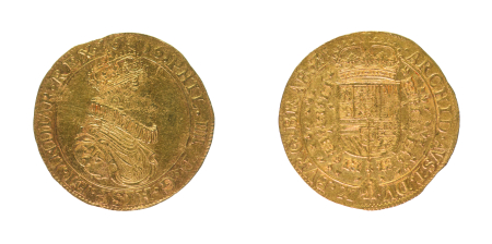 Belgium, Spanish Netherlands 1636 Brabant, Philippe IV,  2 Souverains d'Or. Graded MS 60 by NGC