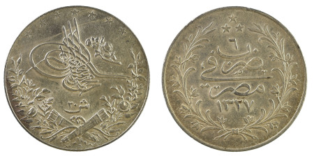 Egypt Ah 1327/6 H (1913), 20 Qirsh, in EF condition