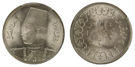 Egypt AH 1358 (1939) 5 Piastres, Graded MS 66 by PCGS