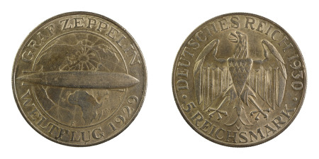 Germany 1930 F, 5 Marks in AEF condition