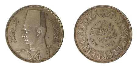 Egypt AH 1356 // 1937, 20 Piastres, in almost extra fine condition