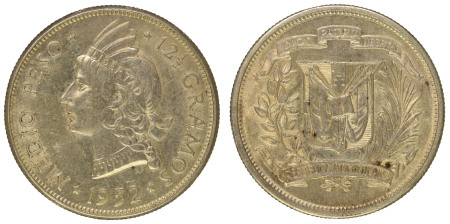 Dominican Republic Ag 1/2 Peso 1952