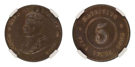 Mauritius, George V CU 5 Cents. 1923. 