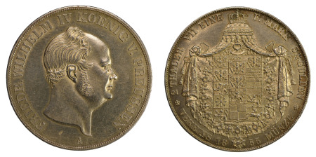 Germany, Prussia 1855 A, 2 Thalers, in EF condition with some luster