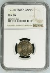 India 1936(B) ANNA. Graded MS 66 by NGC.