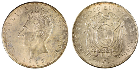 Ecuador 1943 Mexico mint (Ag) 5 Sucres