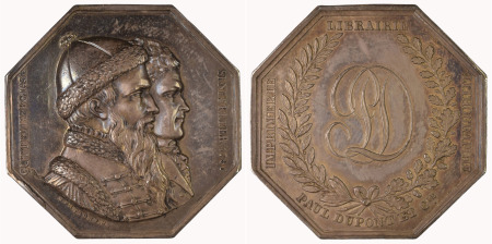 France 1836 (Ag) Medallion, P.Dupont & Son Printers, 400 Years Commemorative of Guttenberg