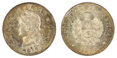 Argentina 1883 (Ag) 20 Centavos KM27