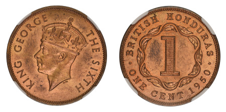 British Honduras 1950 (Cu) Cent (NGC MS 64 RB)