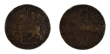 Ireland 1690 (Brass) Gun Money, Crown, James II (S - 6578; KM 103.1), NGC Graded XF 40