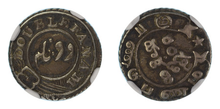India Madras Presidency, (1808) (Ag) 2 Fannams (KM 350), NGC Graded XF 40