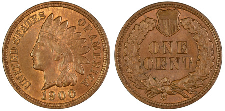 USA 1900 (Cu) 1 Cent, Indian Head