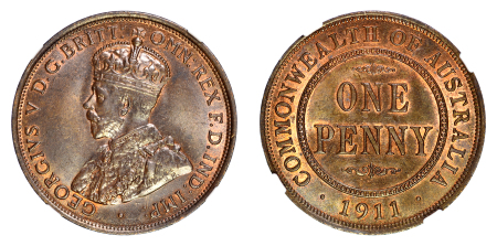 Australia 1911 Cu Penny, George V