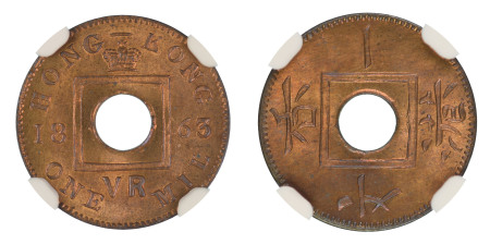 Hong Kong 1863, 1 Mil. Graded MS 65 Red Brown by NGC. 