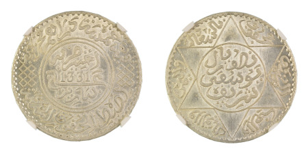Morocco AH1331PA, 1/2 Rial. Graded MS 61 by NGC. 