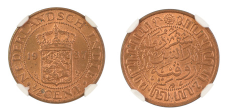 Netherlands, Netherlands East Indies 1937, 1/2 Cents. Graded MS 65 Red Brown by NGC - No coin graded higher.