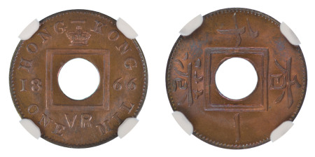 Hong Kong 1866, Mil. Graded MS 65 Red Brown by NGC. 