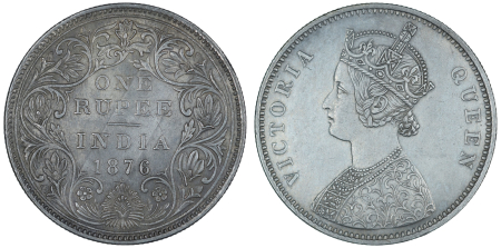 India, 1876 (B) DOT, Victoria Rupee, in EF condition