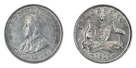 Australia, 1922, 3 Pence, in AU conditions