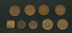 Straits Settlements - 9 coin lot of Cent (7) and 1/2 (2) 1845 to 1920
