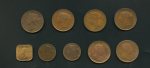 Straits Settlements - 9 coin lot of Cent (7) and 1/2 (2) 1845 to 1920
