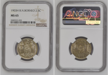 British North Borneo 1903H 2.5 CENTS. Graded MS 65 by NGC.