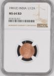 India 1901 (C) 1/12 Anna. Graded MS 64 RD by NGC.