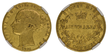 Australia 1855, Sovereign. Graded VF 35 by NGC.