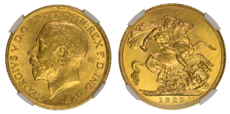 Australia 1925 S Sovereign. Graded MS 63 by NGC.