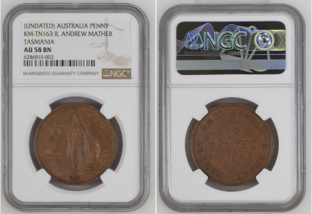 Australia (UNDATED) PENNY Km-tn163 R. Andrew Mather. Graded AU 58 BN by NGC.