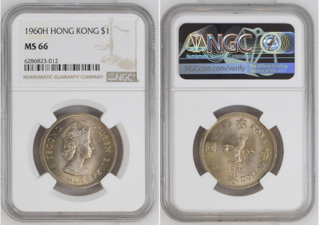 Hong Kong 1960H $1. Graded MS 66 by NGC.